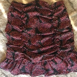 Floral ruched ruffle skirt